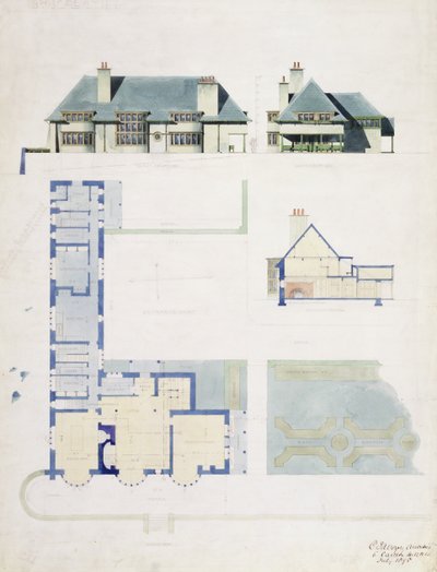 Proposed Design for Broad Leys, Windermere, for Arthur Currer Briggs Esq., 1898 by Charles Francis Annesley Voysey